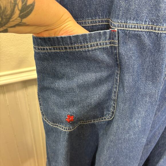 Disney Store Size XXL Denim Overall Dress Mickey Minnie Mouse Embroidered Retro - Picture 11 of 16